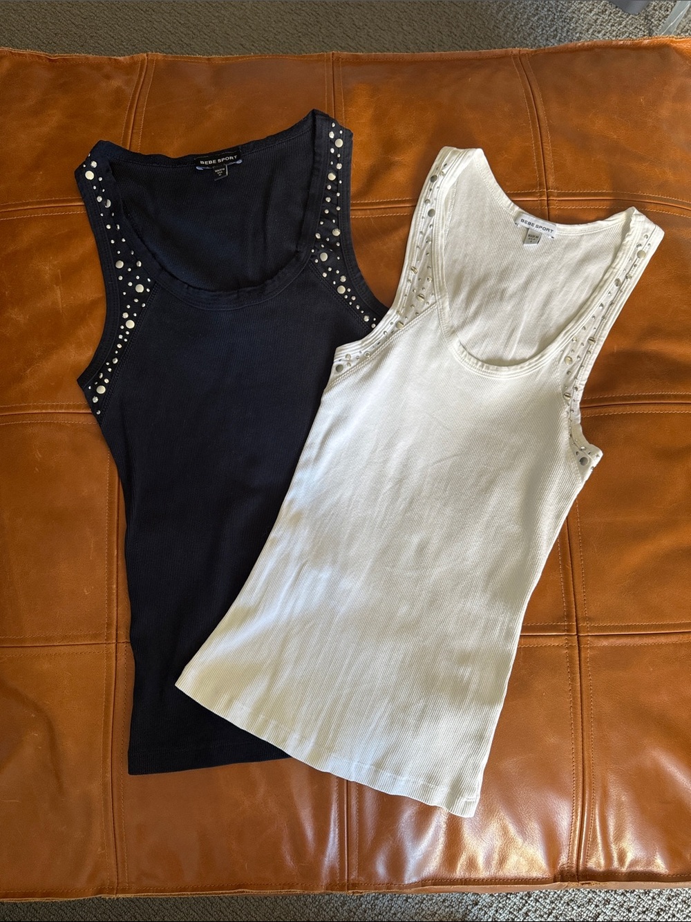 Bebe Sport ribbed cotton racerback tank tops set of 2 Size Medium
